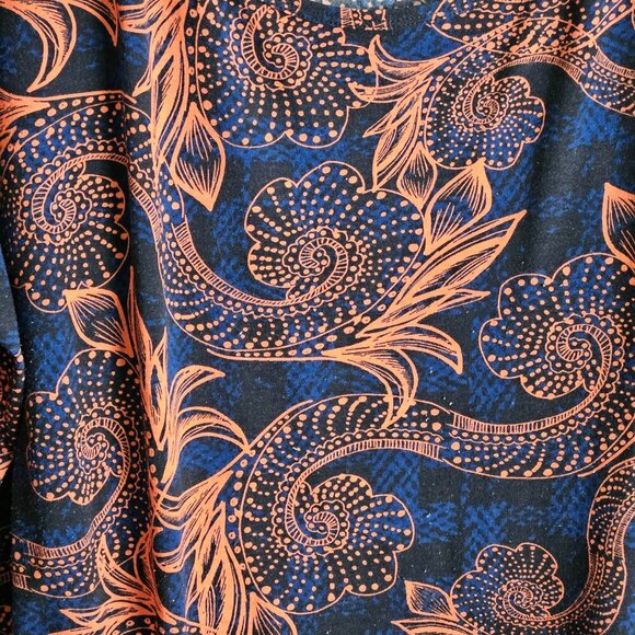 Lularoe Comfy Tropical Boho blue orange 3/4 sleeve dress Long Oversized tunic XL - Picture 6 of 6